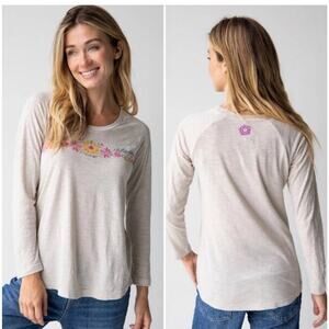 NATURAL LIFE Long Sleeve Boho Tee—Live Happy Size S Comfy Casual
